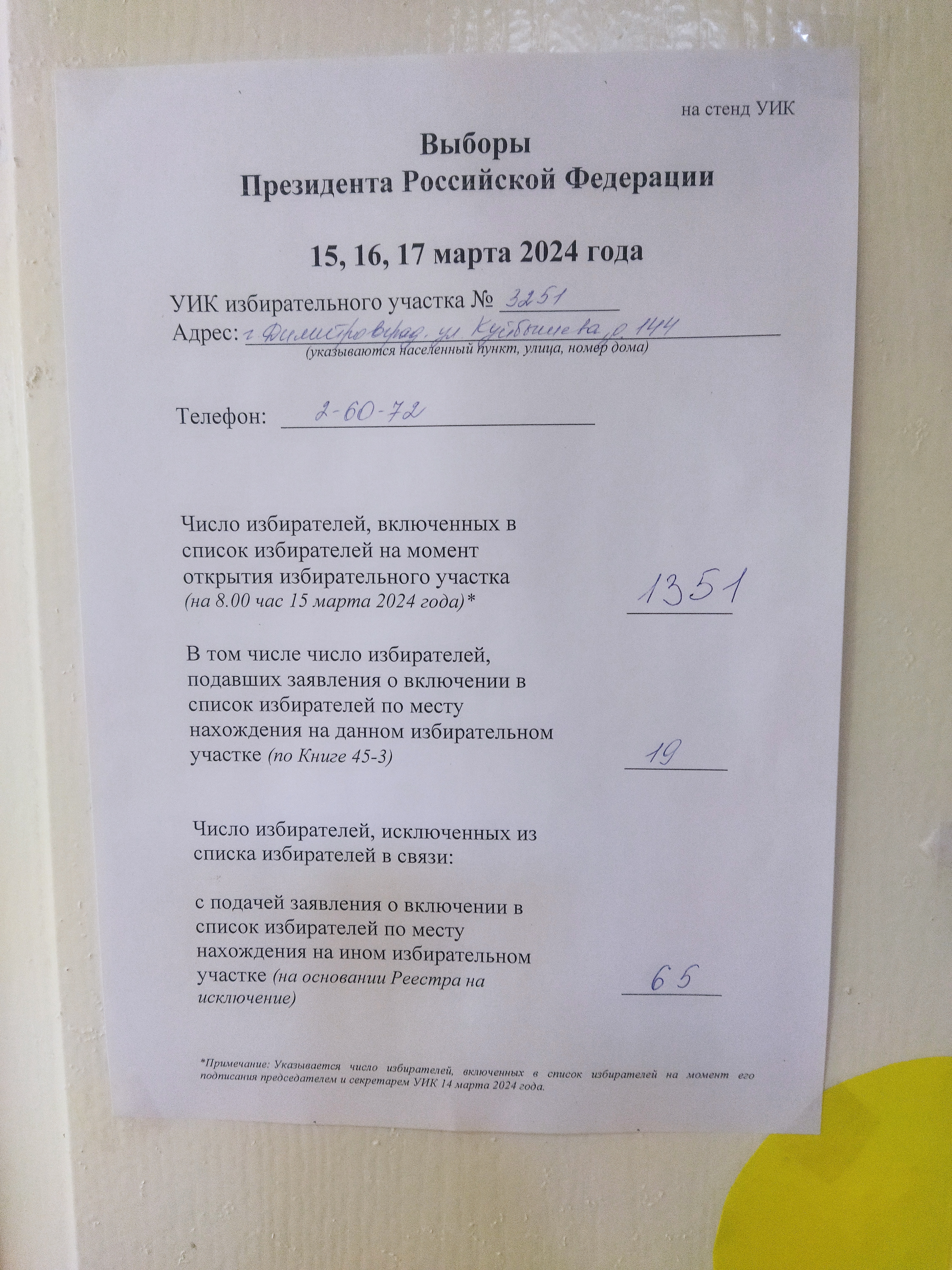 Сообщение наблюдателя — УИК №3251, Ульяновская область