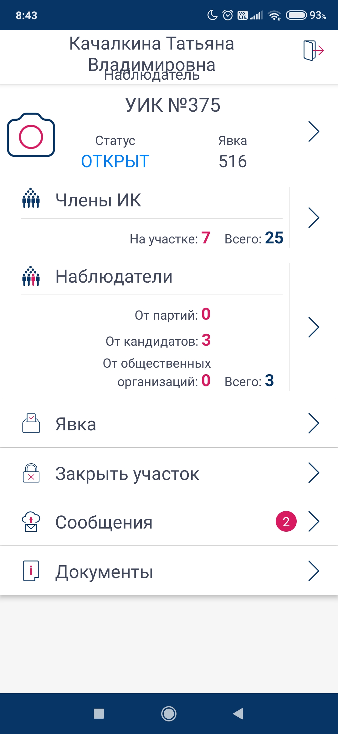 Сообщение наблюдателя — УИК №375, Республика Карелия