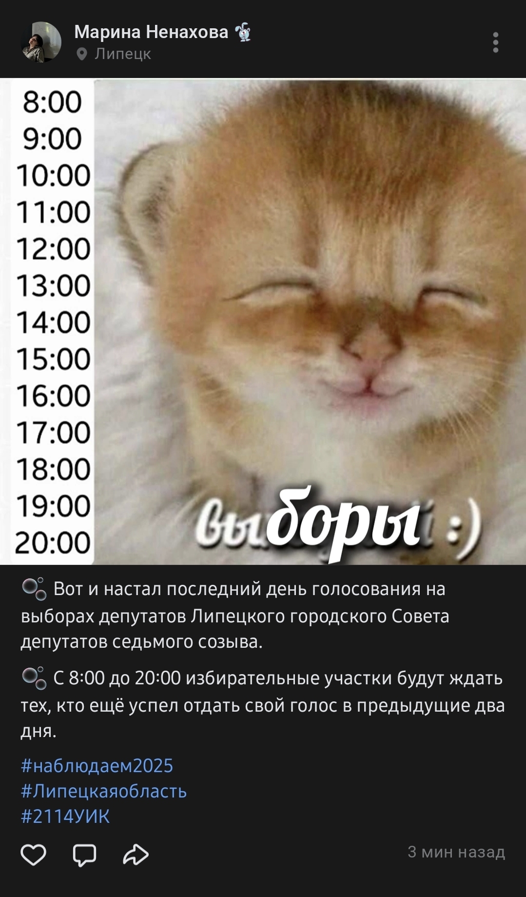 Сообщение наблюдателя — УИК №2114, Липецкая область