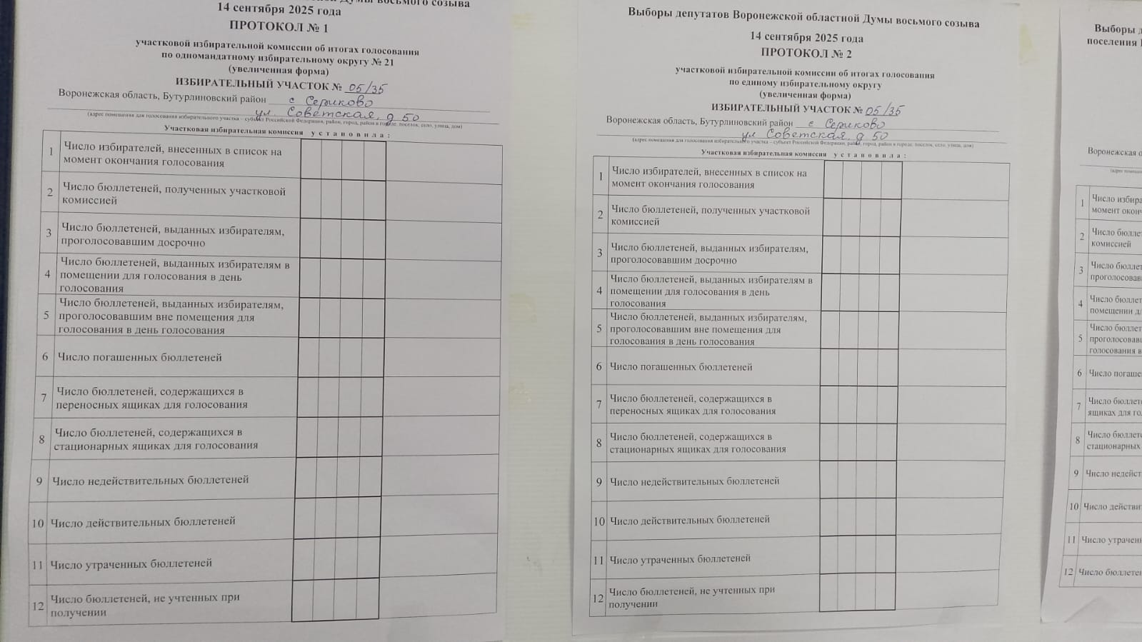Сообщение наблюдателя — УИК №535, Воронежская область