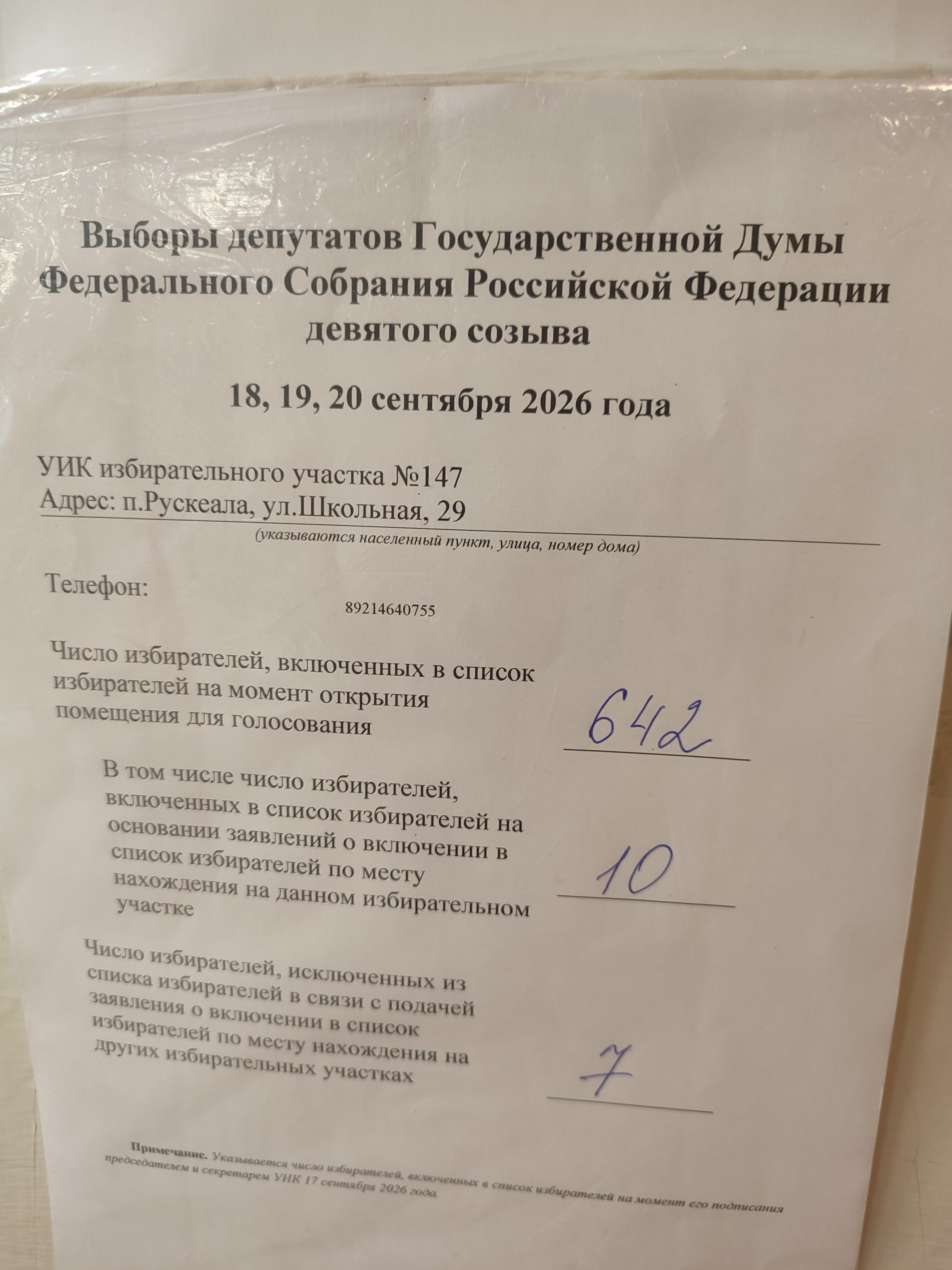 Сообщение — УИК №147, Республика Карелия