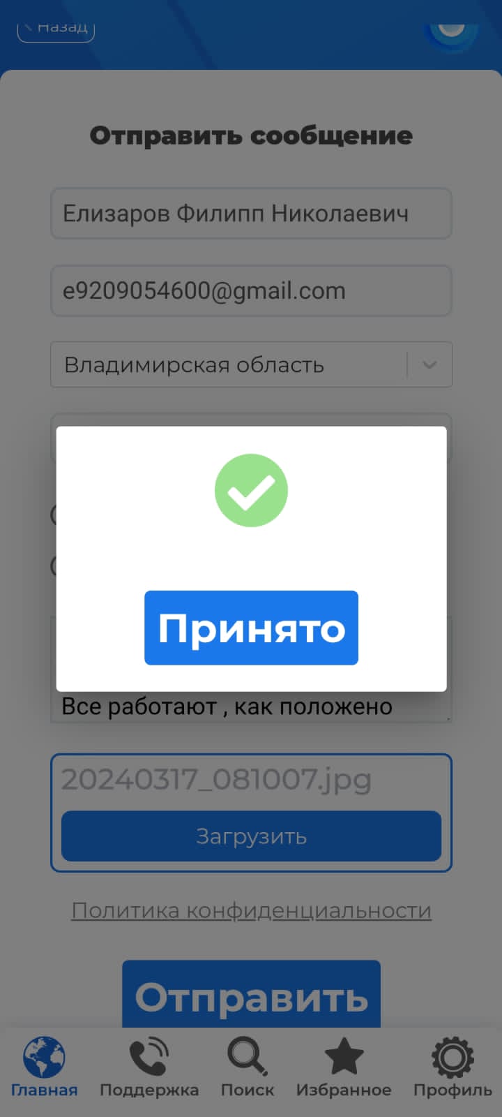 Сообщение наблюдателя — УИК №441, Владимирская область