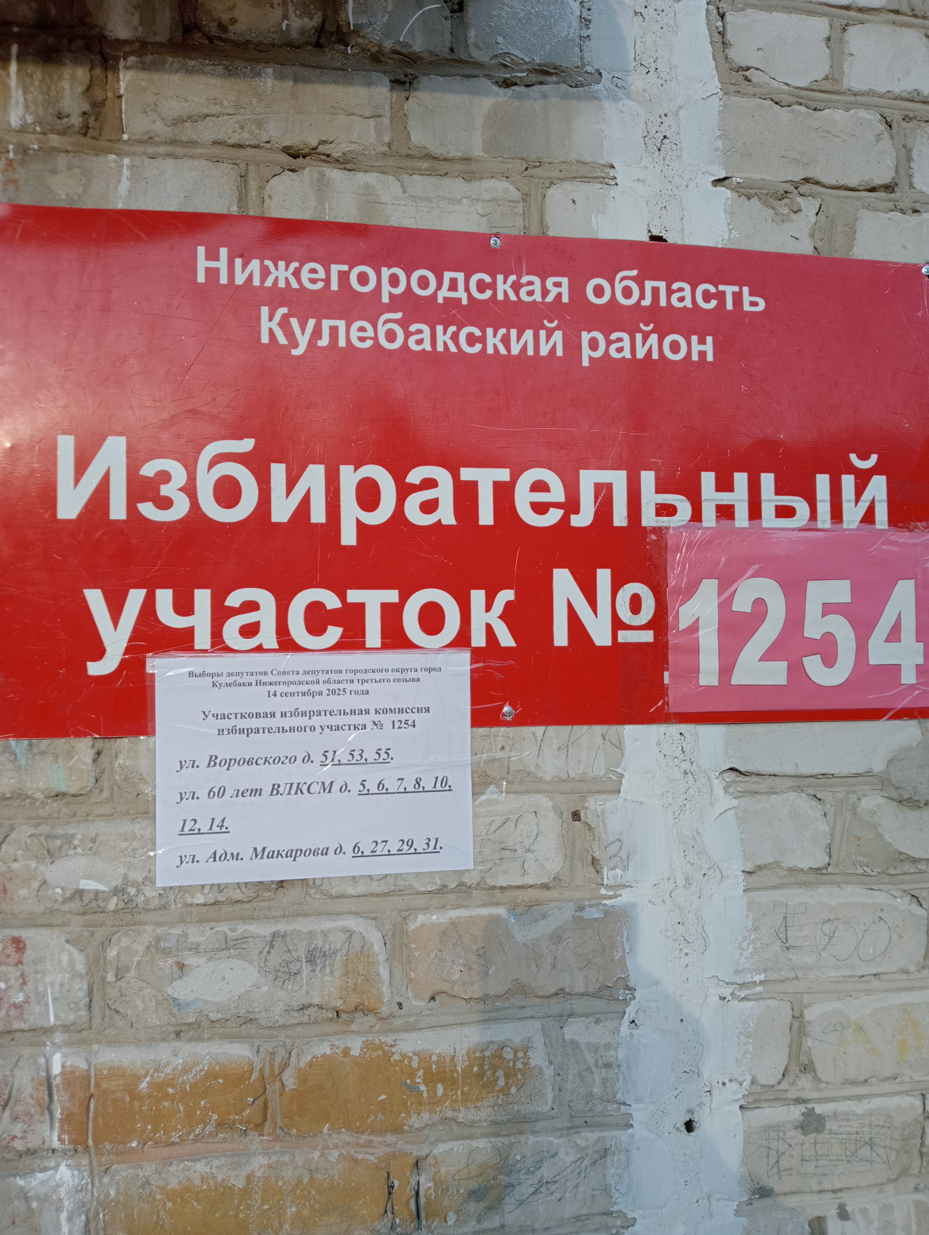 Сообщение наблюдателя — УИК №1254, Нижегородская область