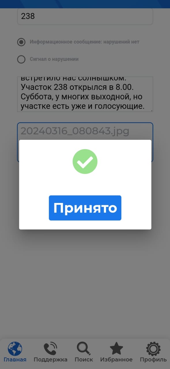 Сообщение наблюдателя — УИК №262, Курская область