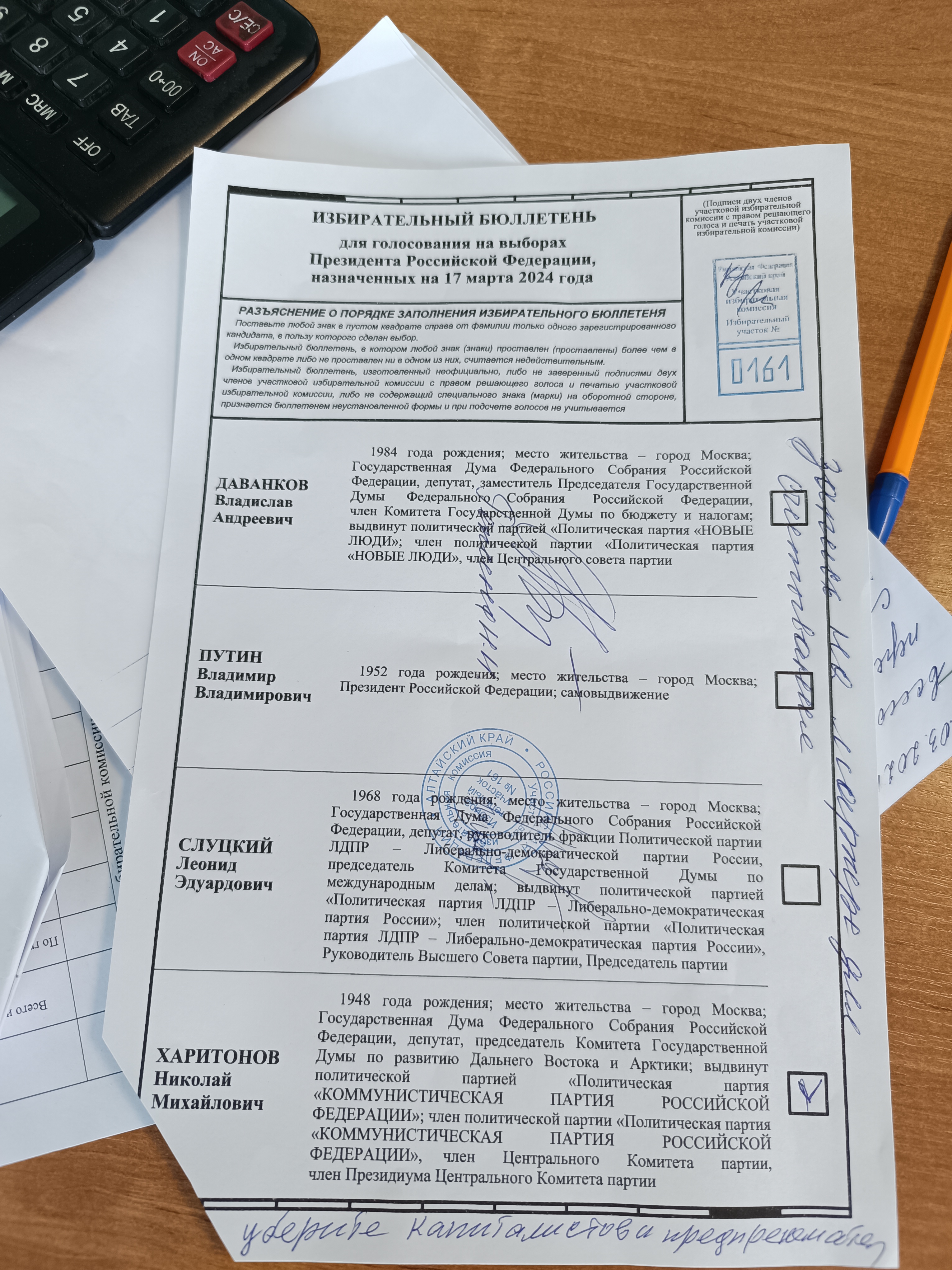 Сообщение наблюдателя — УИК №161, Алтайский край