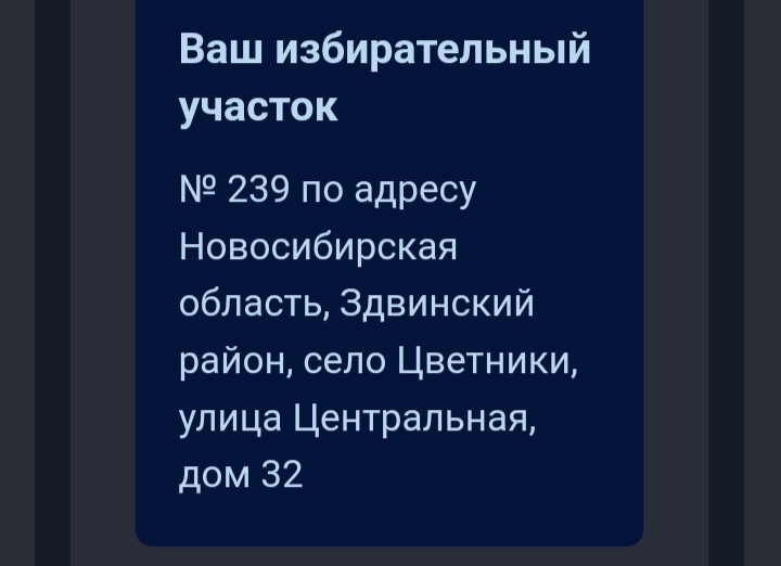 Сообщение наблюдателя — УИК №239, Новосибирская область