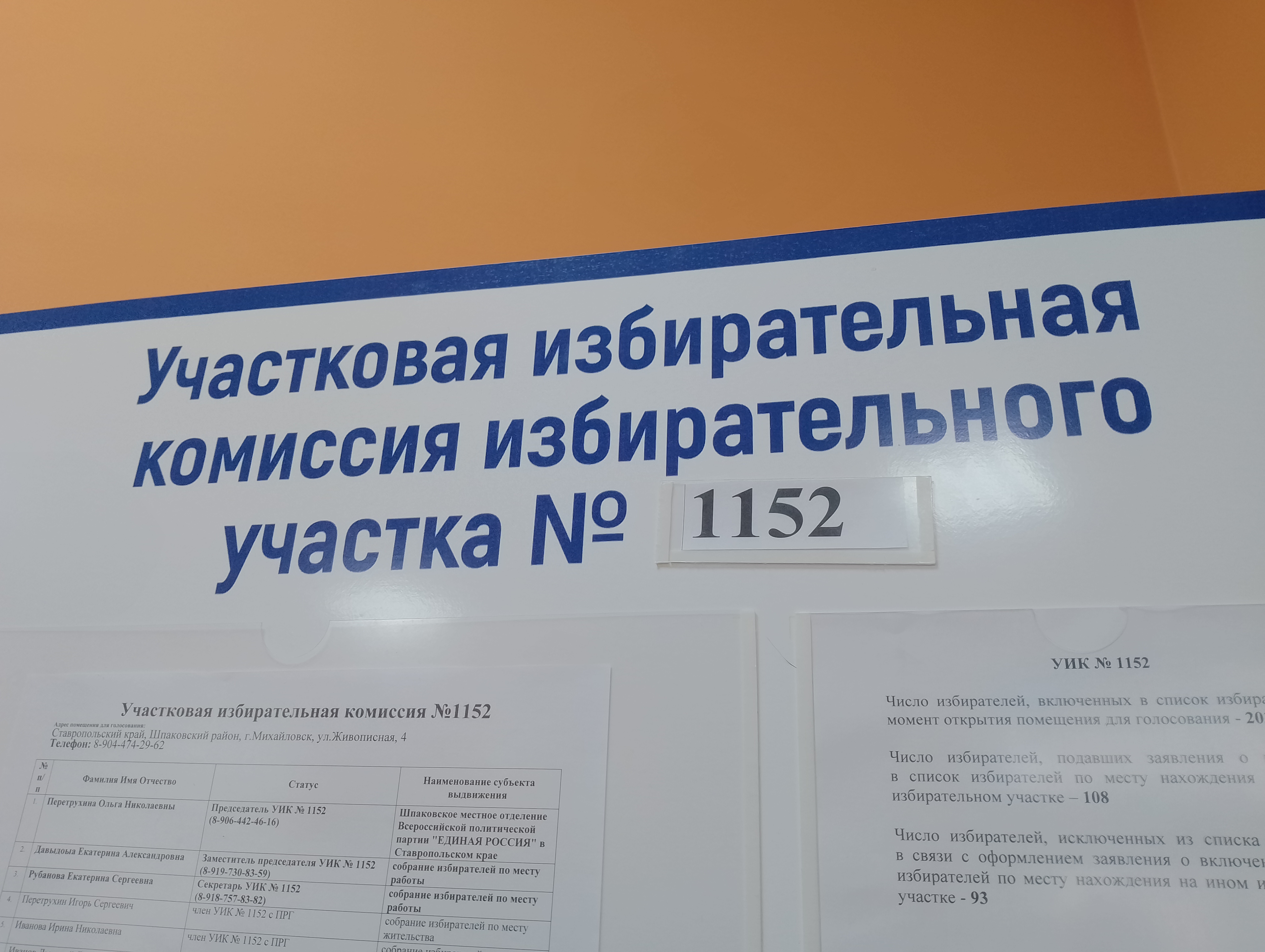 Сообщение наблюдателя — УИК №1152, Ставропольский край