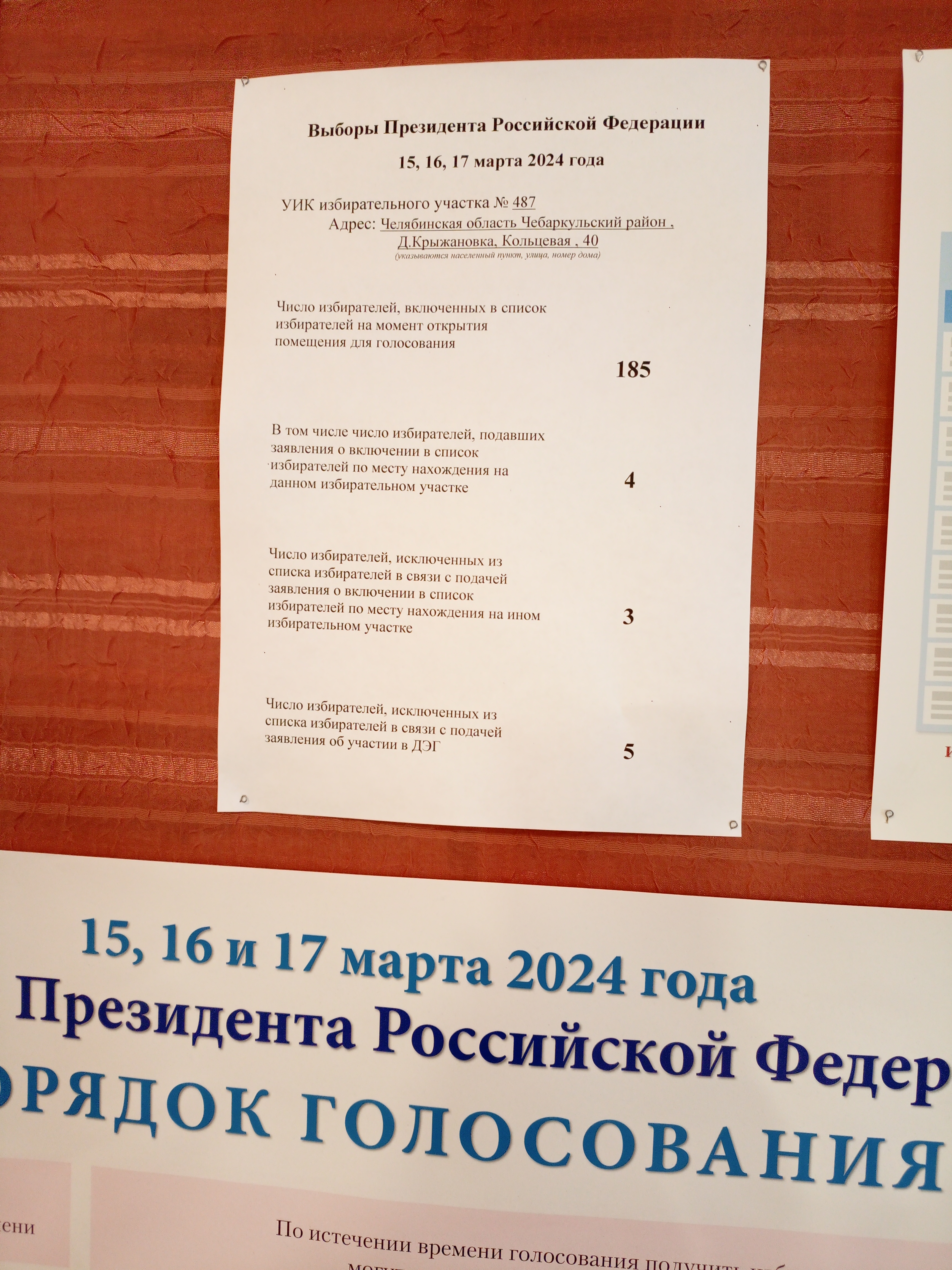 Сообщение наблюдателя — УИК №487, Челябинская область