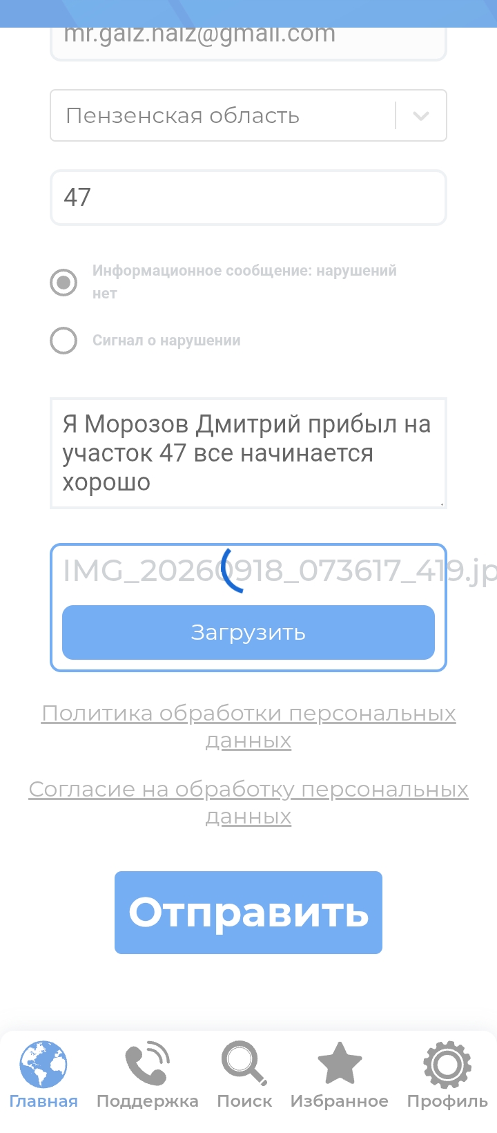 Сообщение — УИК №47, Пензенская область