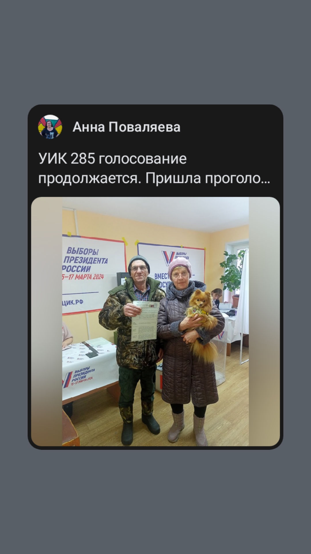 Сообщение наблюдателя — УИК №285, Рязанская область