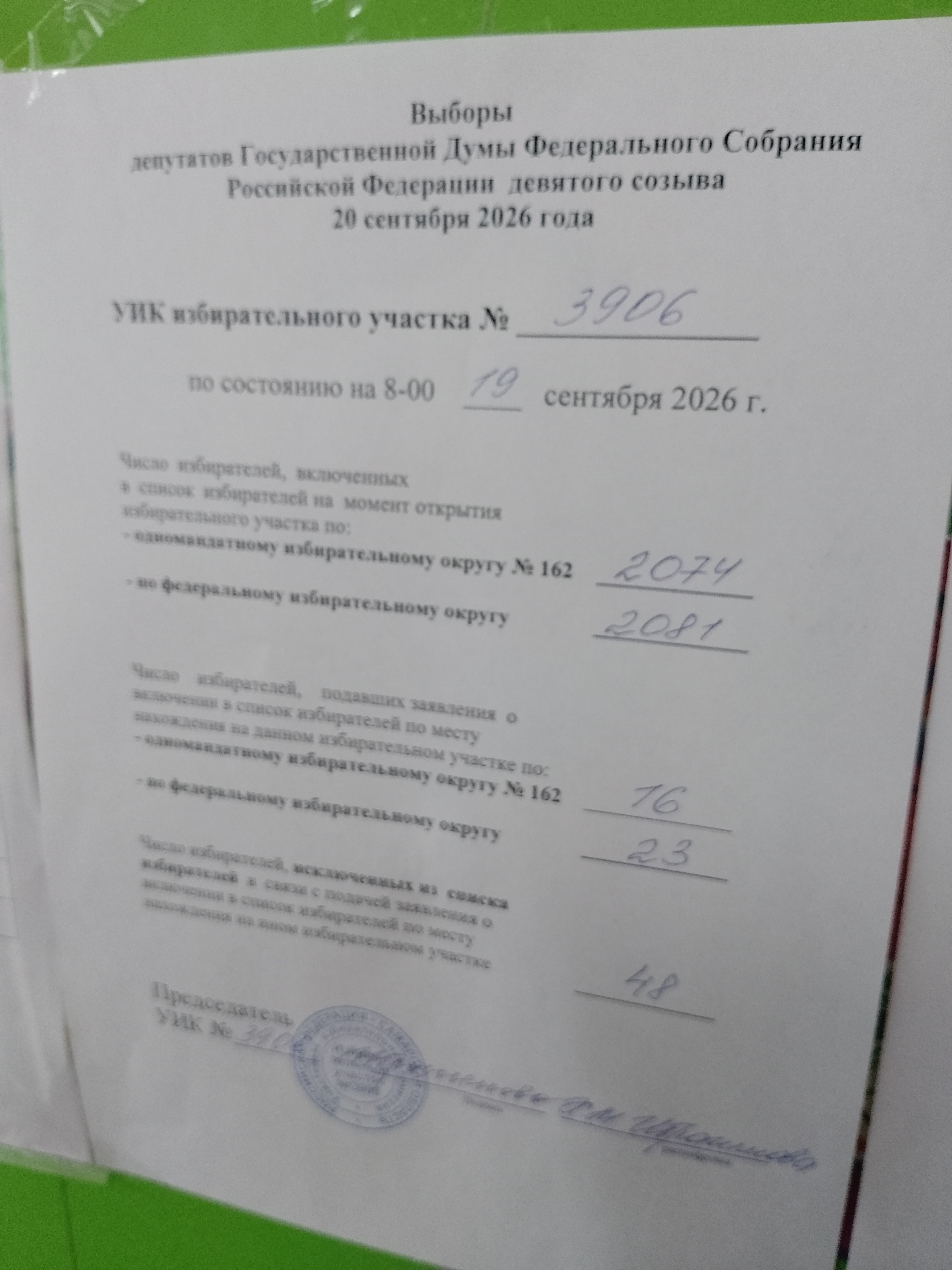 Сообщение — УИК №3906, Самарская область