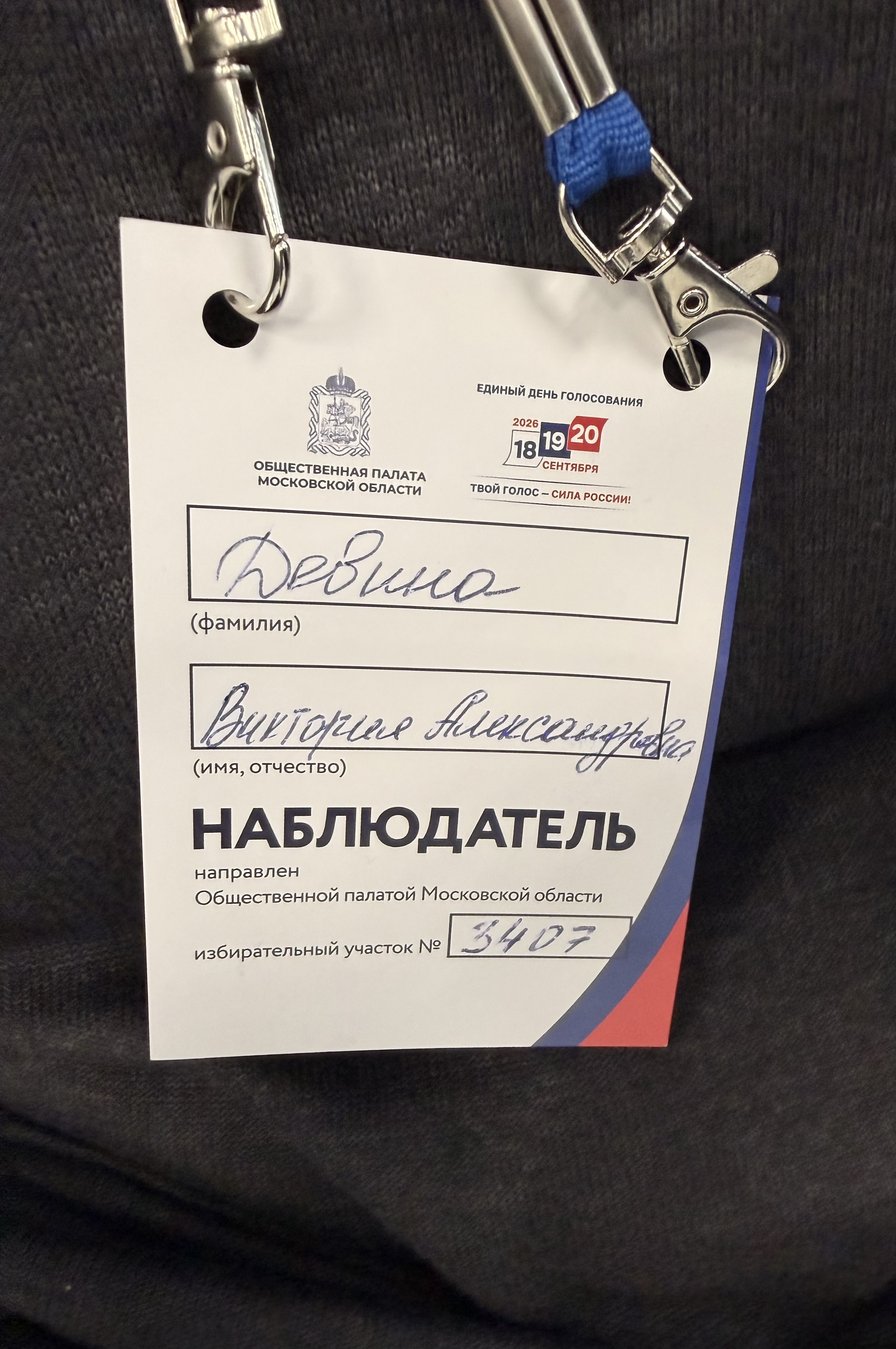 Сообщение — УИК №3407, Московская область
