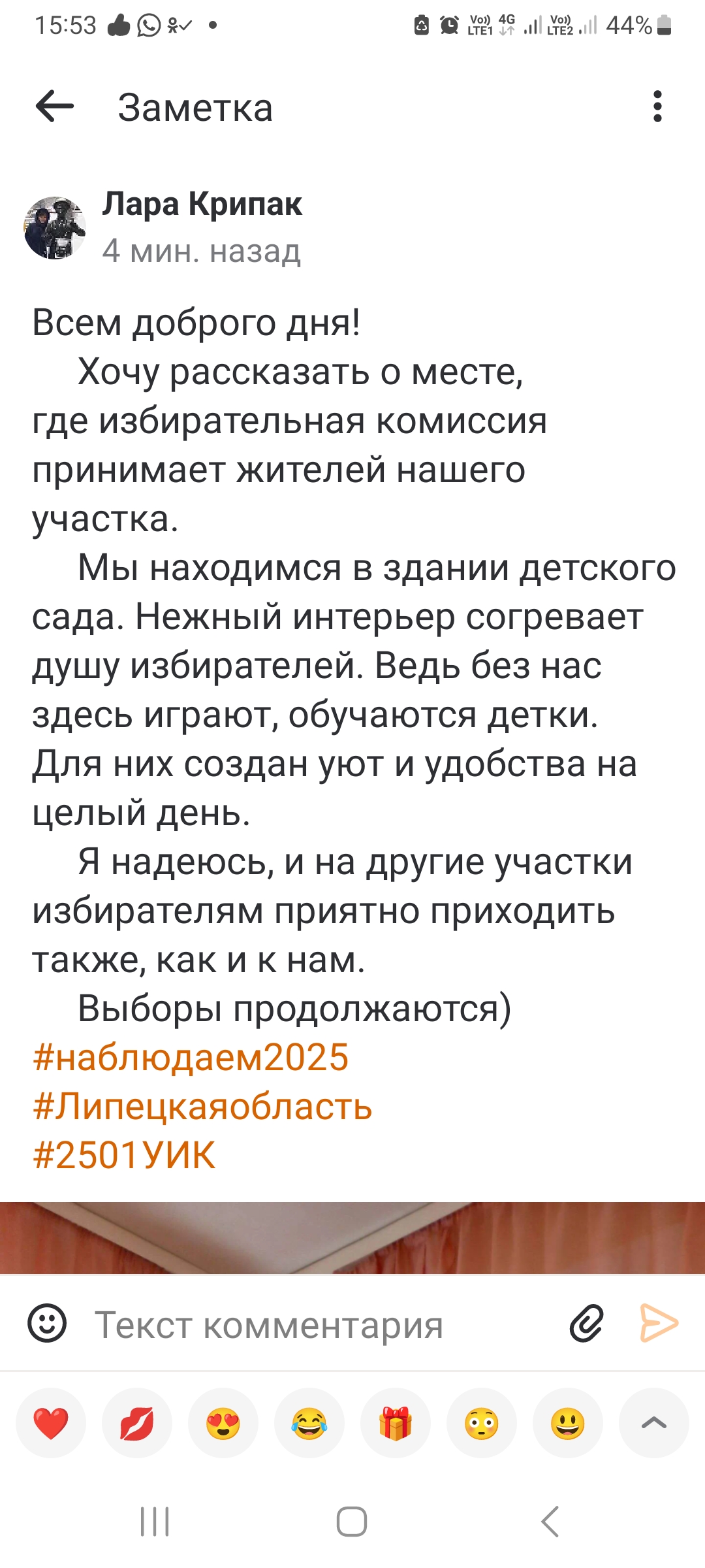 Сообщение наблюдателя — УИК №2501, Липецкая область